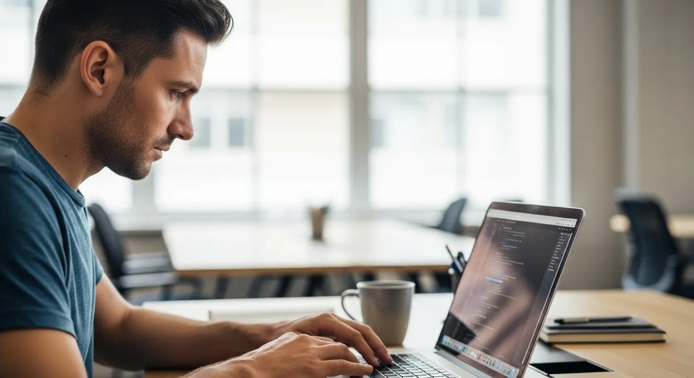 Developer writing quantum computing code in Python