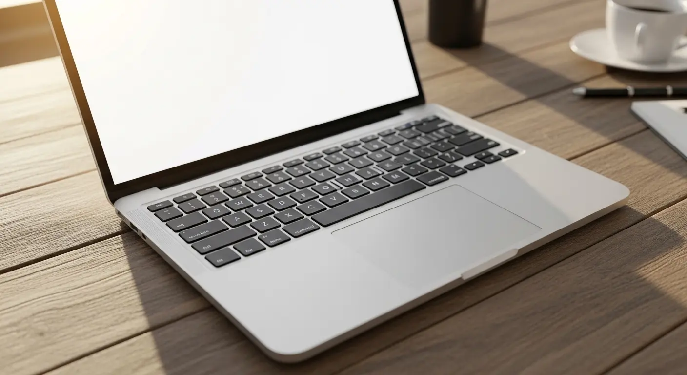 Laptop on a wooden desk for studying quantum computing on edX