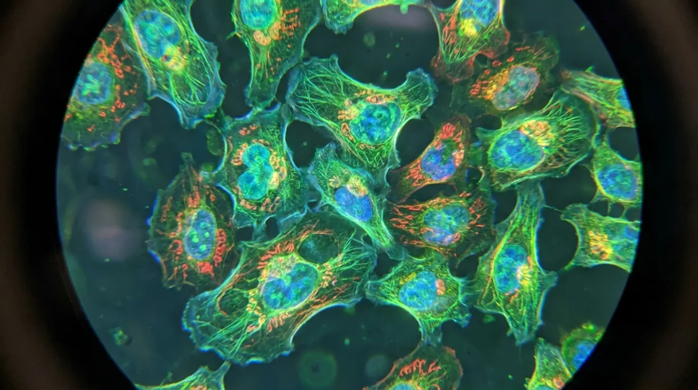 Biological cells under microscope