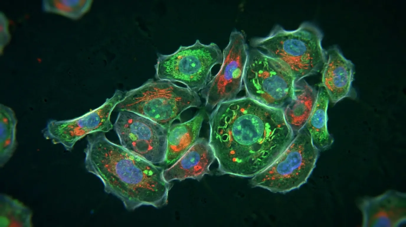 Biological cells under microscope