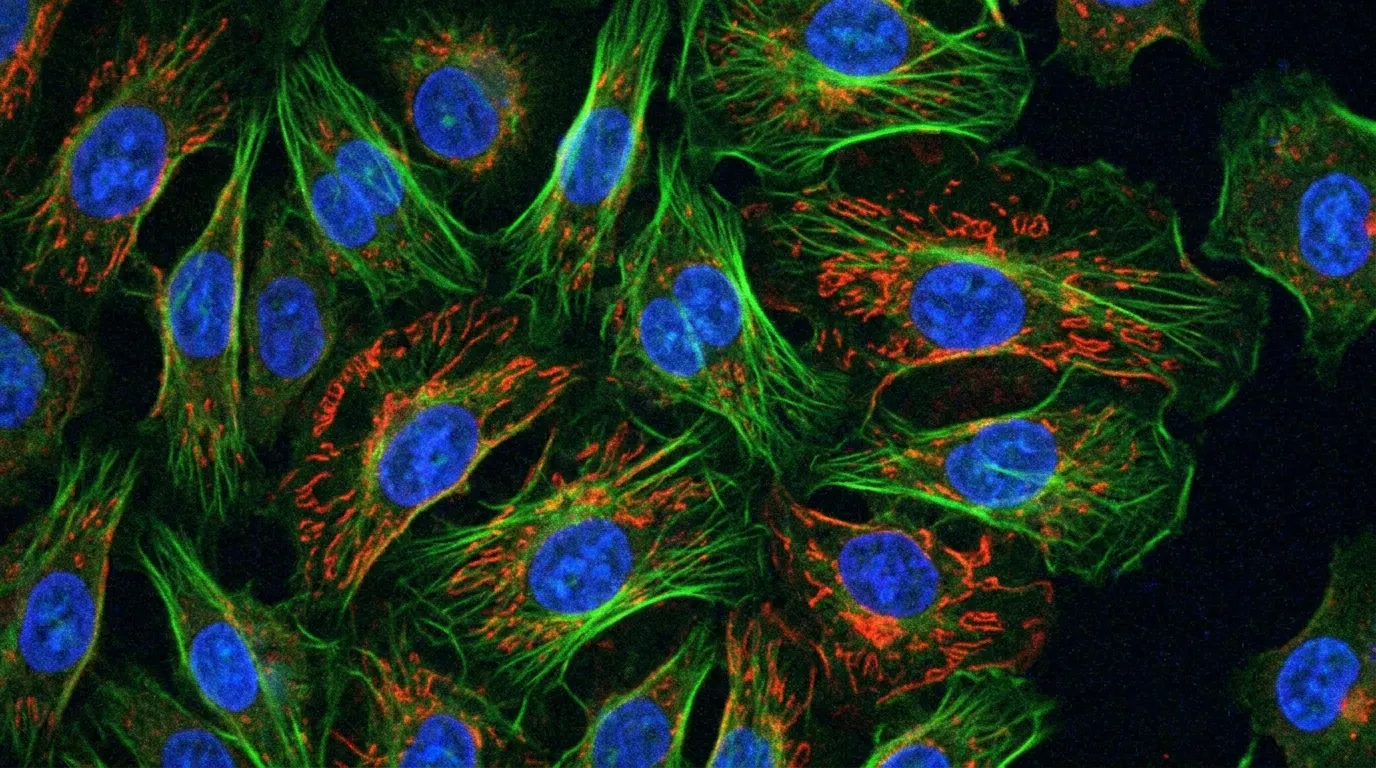 Biological cells under microscope