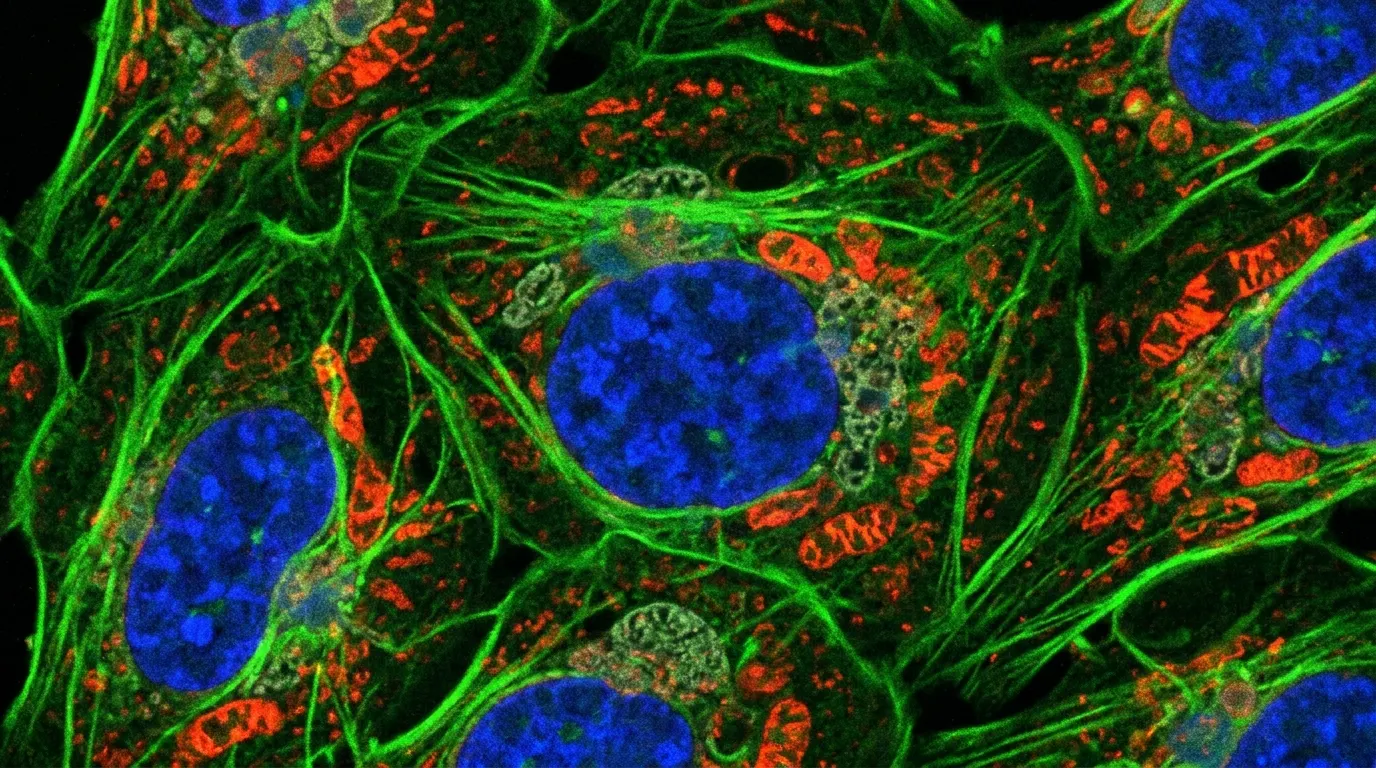 Biological cells under microscope