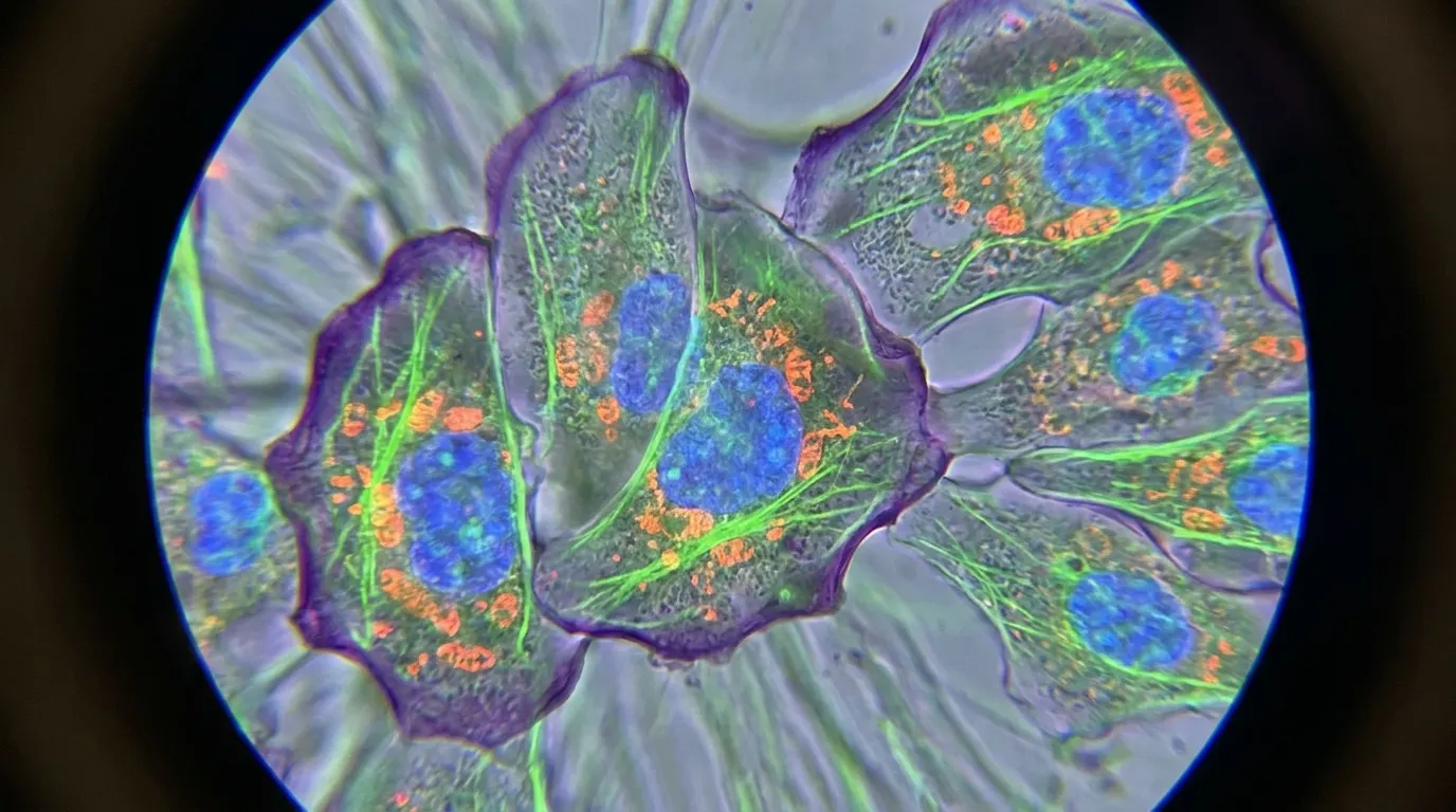 Biological cells under microscope