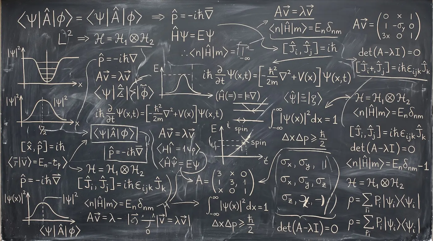 Handwritten equations blackboard