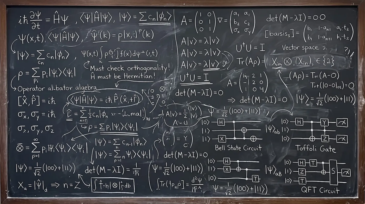 Handwritten equations blackboard