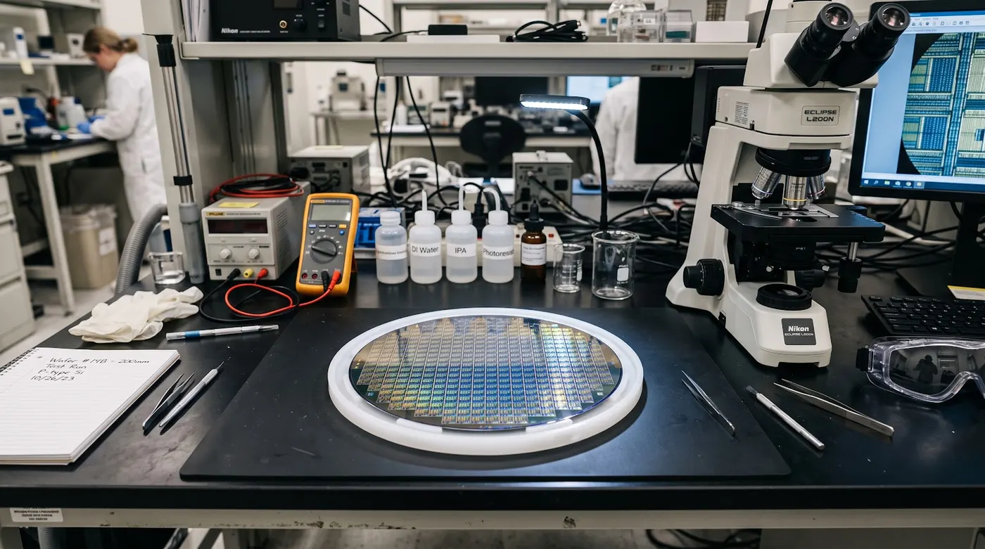 Silicon chip wafer bench