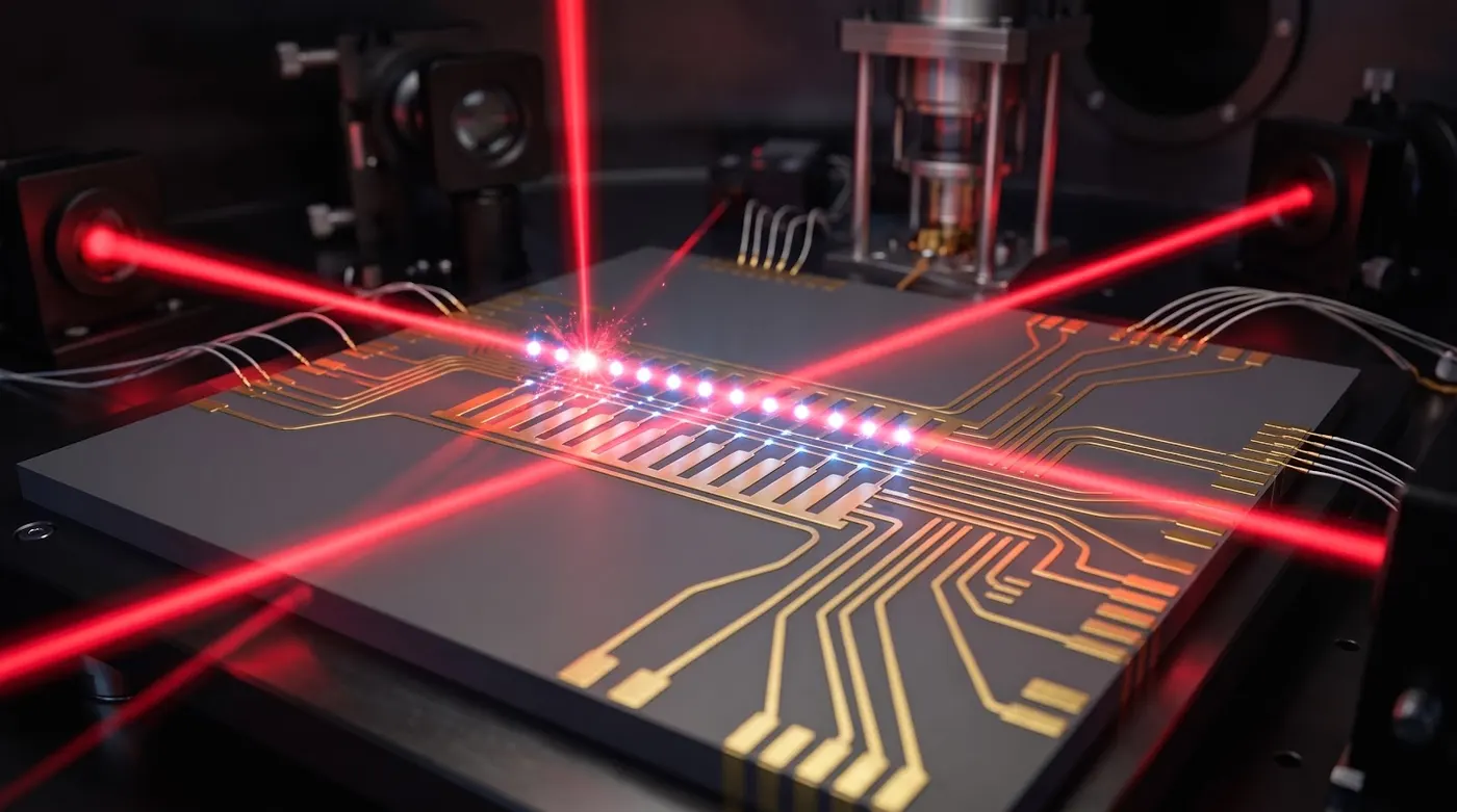 Trapped ions hit red laser