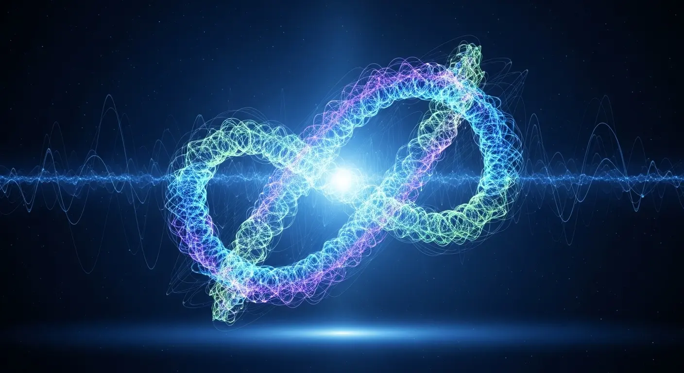 Quantum interference waves visualised as colourful intersecting loops - the core mechanism behind Grover's algorithm amplitude amplification